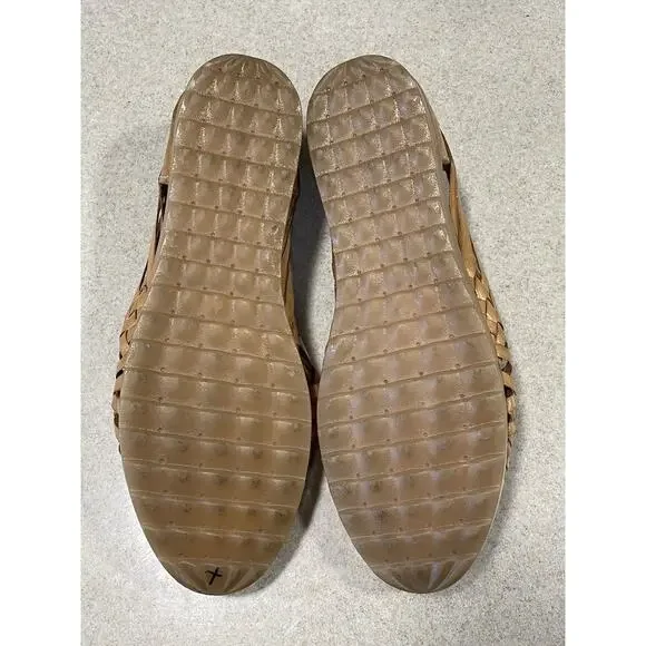 Sandua Women's Floral Embroidered Flats Size 7 Mexican Sandals Brown Leather - Picture 7 of 11